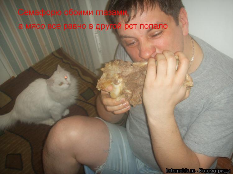 Семафорю обоими глазами, а мясо все равно в другой рот попало Семафорю обоими глазами, а мясо все ра... Котоматрица: Семафорю обоими глазами, а мясо все равно в другой рот попало Семафорю обоими глазами, а мясо все равно в другой рот попало