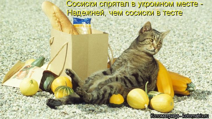 Сосиски спрятал в укромном месте - Надежней, чем сосиски в тесте... Котоматрица: Сосиски спрятал в укромном месте - Надежней, чем сосиски в тесте
