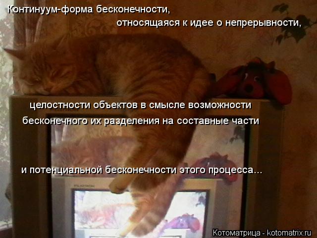 Котоматрица: Континуум-форма бесконечности, относящаяся к идее о непрерывности, целостности объектов в смысле возможности бесконечного их разделения 