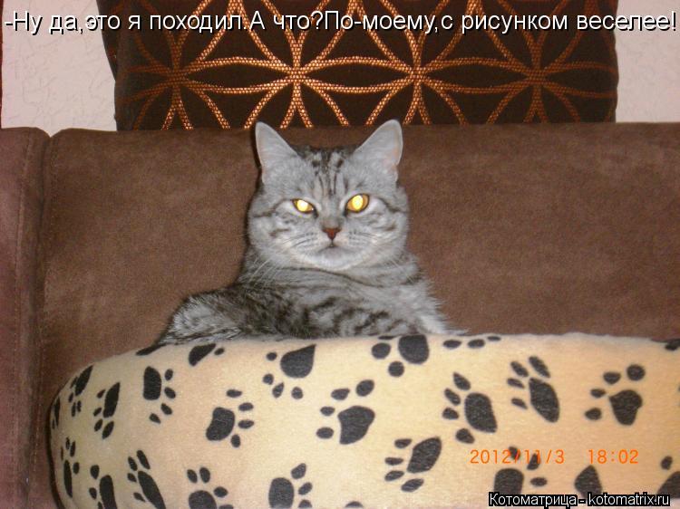 Котоматрица: -Ну да,это я походил.А что?По-моему,с рисунком веселее!