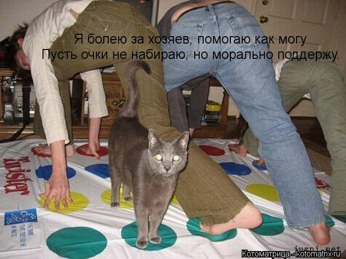 Я болею за хозяев, помогаю как могу Пусть очки не набираю, но морально поддержу.... Котоматрица: Я болею за хозяев, помогаю как могу Пусть очки не набираю, но морально поддержу.