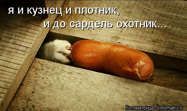 я и кузнец и плотник, и до сардель охотник...... Котоматрица: я и кузнец и плотник, и до сардель охотник...