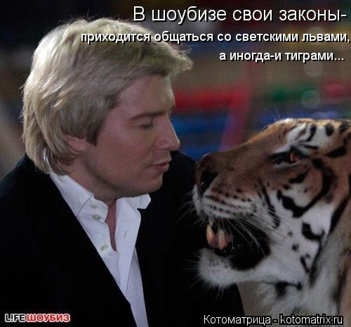 В шоубизе свои законы- приходится общаться со светскими львами, а иногда-и тиграми...... Котоматрица: В шоубизе свои законы- приходится общаться со светскими львами, а иногда-и тиграми...