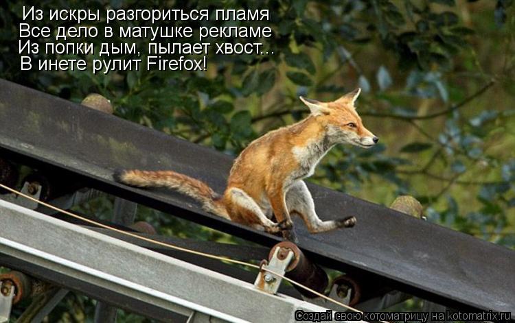 Из искры разгориться пламя Все дело в матушке рекламе Из попки дым, пылает хвост... В инете рулит Fir... Котоматрица: Из искры разгориться пламя Все дело в матушке рекламе Из попки дым, пылает хвост... В инете рулит Firefox!