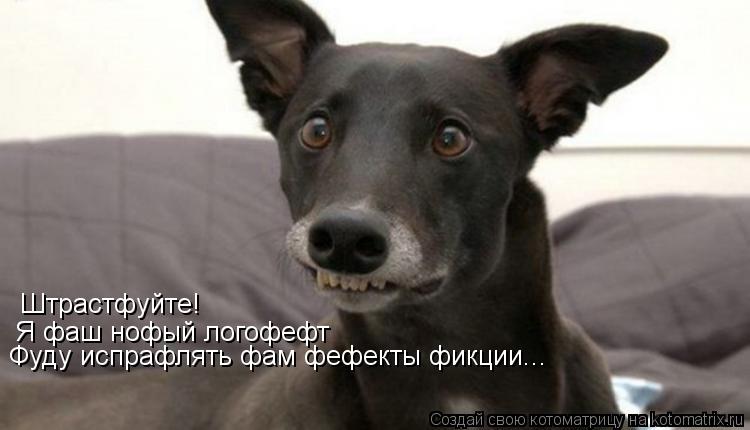 Штрастфуйте! Я фаш нофый логофефт Фуду испрафлять фам фефекты фикции...... Котоматрица: Штрастфуйте! Я фаш нофый логофефт Фуду испрафлять фам фефекты фикции...