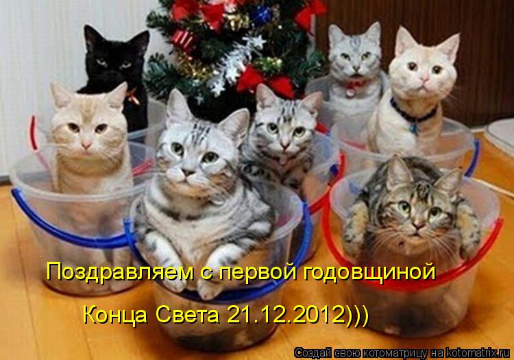 Котоматрица: Поздравляем с первой годовщиной  Конца Света 21.12.2012)))