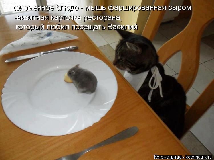 фирменное блюдо - мышь фаршированная сыром -визитная карточка ресторана, который любил посещать Васи... Котоматрица: фирменное блюдо - мышь фаршированная сыром -визитная карточка ресторана, который любил посещать Василий