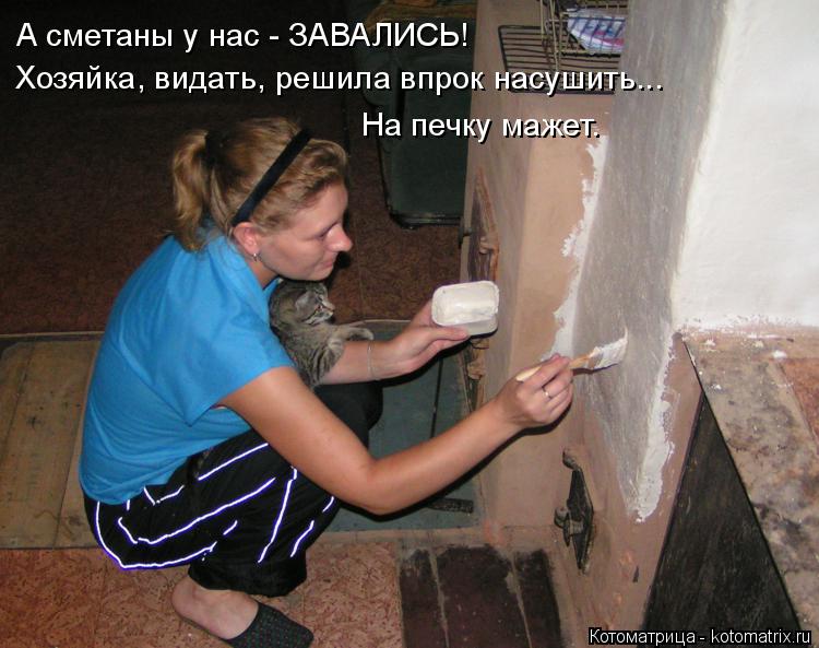А сметаны у нас - ЗАВАЛИСЬ! Хозяйка, видать, решила впрок насушить... На печку мажет.... Котоматрица: А сметаны у нас - ЗАВАЛИСЬ! Хозяйка, видать, решила впрок насушить... На печку мажет.
