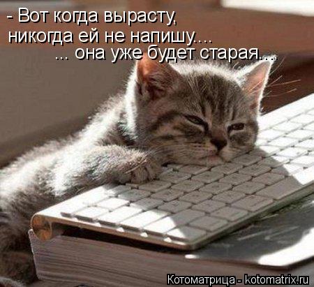 Котоматрица: - Вот когда вырасту,  никогда ей не напишу.... ... она уже будет старая....