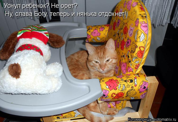 Уснул ребенок? Не орет? Ну, слава Богу, теперь и нянька отдохнет!... Котоматрица: Уснул ребенок? Не орет? Ну, слава Богу, теперь и нянька отдохнет!