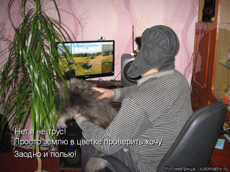 Котоматрица: Нет,я не трус! Просто землю в цветке проверить хочу Заодно и полью!