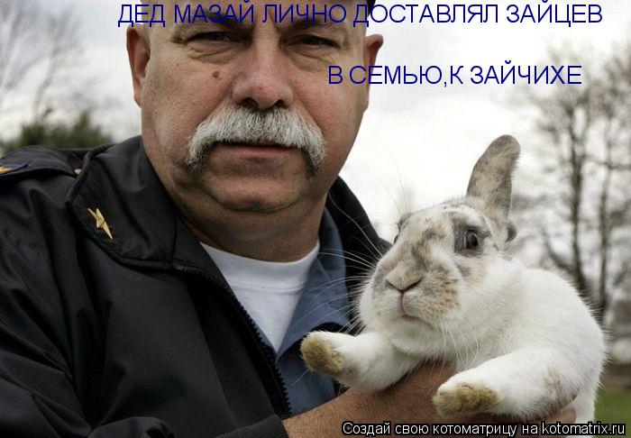 ДЕД МАЗАЙ ЛИЧНО ДОСТАВЛЯЛ ЗАЙЦЕВ В СЕМЬЮ,К ЗАЙЧИХЕ... Котоматрица: ДЕД МАЗАЙ ЛИЧНО ДОСТАВЛЯЛ ЗАЙЦЕВ В СЕМЬЮ,К ЗАЙЧИХЕ
