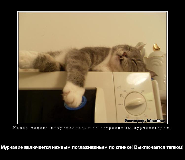 Котоматрица: Новая модель микроволновки со встроенным мурченятором! Мурчание включается нежным поглаживаньем по спинке! Выключается тапком!