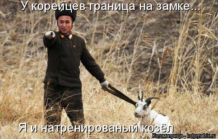 У корейцев граница на замке... Я и натренированый козёл... Котоматрица: У корейцев граница на замке... Я и натренированый козёл