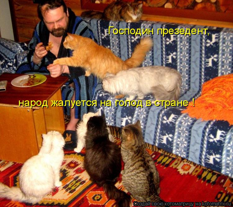 Господин презедент, народ жалуется на голод в стране !... Котоматрица: Господин презедент, народ жалуется на голод в стране !