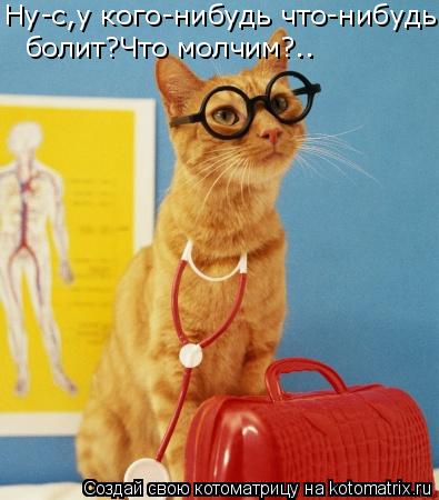 Котоматрица: Ну-с,у кого-нибудь что-нибудь болит?Что молчим?..