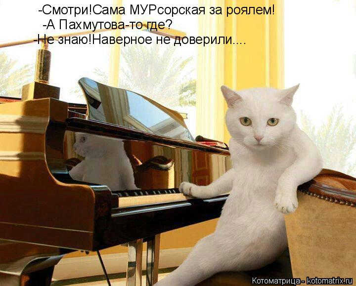 Котоматрица: -Смотри!Сама МУРсорская за роялем! -А Пахмутова-то где? -Не знаю!Наверное не доверили....