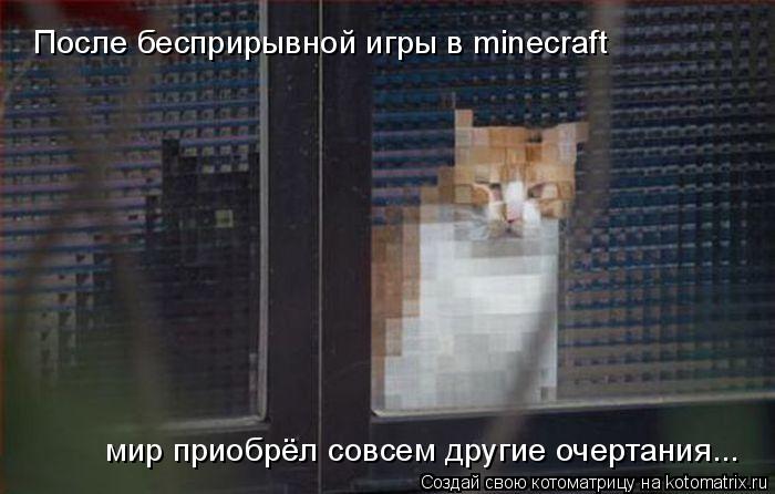 После бесприрывной игры в minecraft мир приобрёл совсем другие очертания...... Котоматрица: После бесприрывной игры в minecraft мир приобрёл совсем другие очертания...