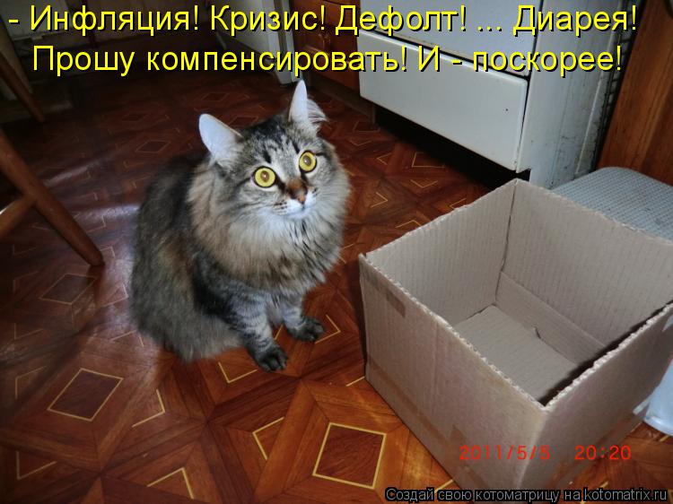 - Инфляция! Кризис! Дефолт! ... Диарея! Прошу компенсировать! И - поскорее!... Котоматрица: - Инфляция! Кризис! Дефолт! ... Диарея! Прошу компенсировать! И - поскорее!