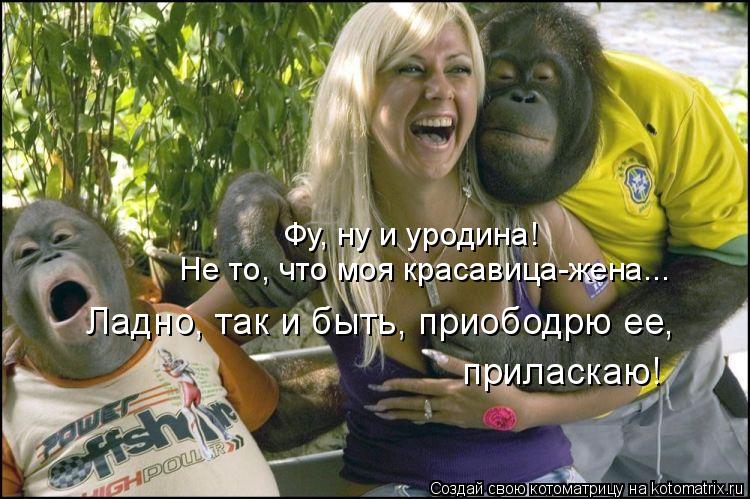 Фу, ну и уродина! Не то, что моя красавица-жена... Ладно, так и быть, приободрю ее, приласкаю!... Котоматрица: Фу, ну и уродина! Не то, что моя красавица-жена... Ладно, так и быть, приободрю ее, приласкаю!
