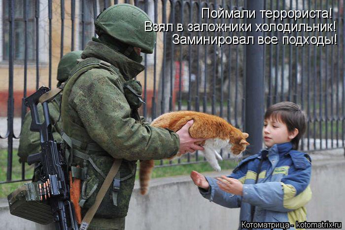 Котоматрица: Поймали террориста! Взял в заложники холодильник! Заминировал все подходы!