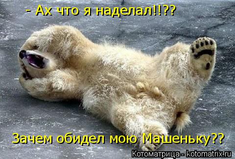 - Ах что я наделал!!?? Зачем обидел мою Машеньку??... Котоматрица: - Ах что я наделал!!?? Зачем обидел мою Машеньку??