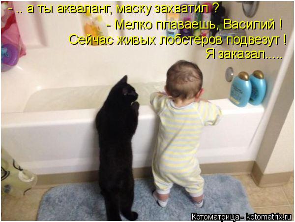 - .. а ты акваланг, маску захватил ? - Мелко плаваешь, Василий ! Сейчас живых лобстеров подвезут ! Я... Котоматрица: - .. а ты акваланг, маску захватил ? - Мелко плаваешь, Василий ! Сейчас живых лобстеров подвезут ! Я заказал.....
