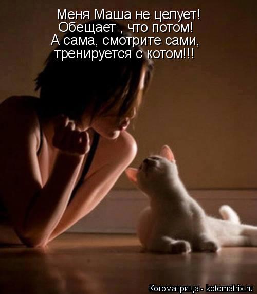 Меня Маша не целует! Обещает , что потом! А сама, смотрите сами, тренируется с котом!!!... Котоматрица: Меня Маша не целует! Обещает , что потом! А сама, смотрите сами, тренируется с котом!!!