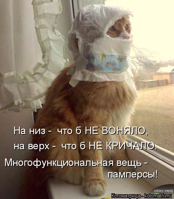 Многофункциональная вещь - памперсы! На низ - что б НЕ ВОНЯЛО, на верх - что б НЕ КРИЧАЛО.... Котоматрица: Многофункциональная вещь - памперсы! На низ - что б НЕ ВОНЯЛО, на верх - что б НЕ КРИЧАЛО.