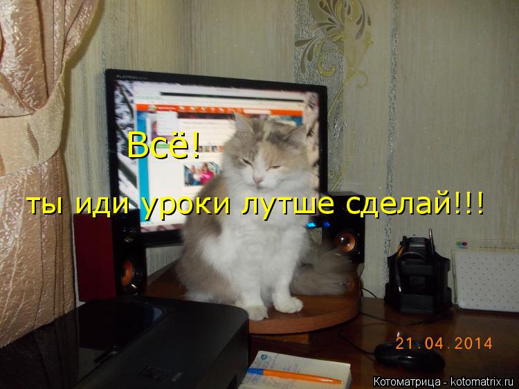Всё! ты иди уроки лутше сделай!!!... Котоматрица: Всё! ты иди уроки лутше сделай!!!