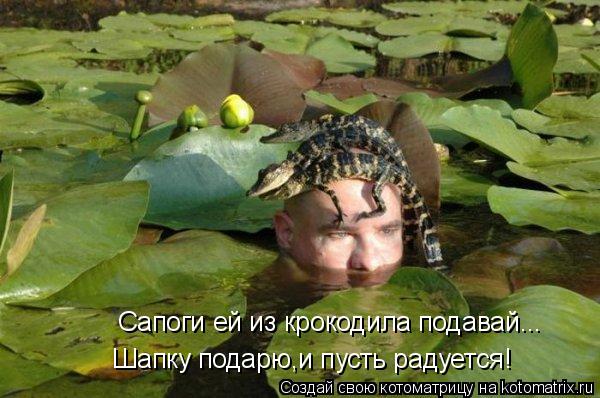 Сапоги ей из крокодила подавай... Шапку подарю,и пусть радуется!... Котоматрица: Сапоги ей из крокодила подавай... Шапку подарю,и пусть радуется!