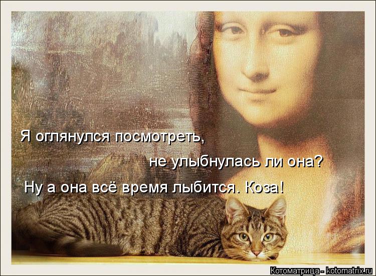 Котоматрица: не улыбнулась ли она? Я оглянулся посмотреть,  Ну а она всё время лыбится. Коза!