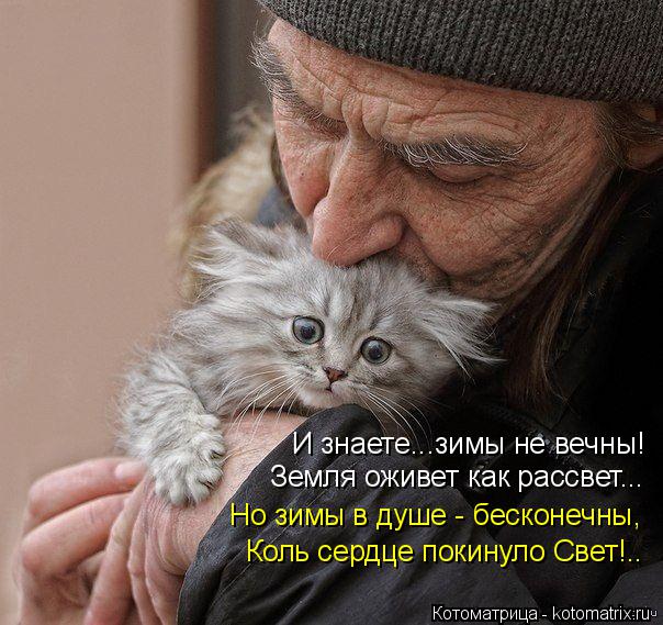 Котоматрица: И знаете...зимы не вечны!  Земля оживет как рассвет... Но зимы в душе - бесконечны, Коль сердце покинуло Свет!..