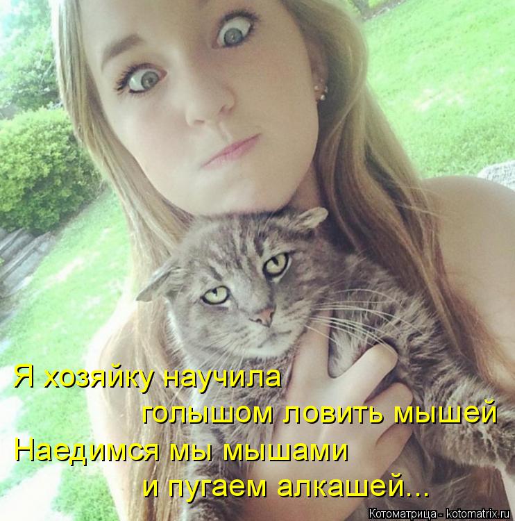 Котоматрица: и пугаем алкашей... Наедимся мы мышами голышом ловить мышей Я хозяйку научила