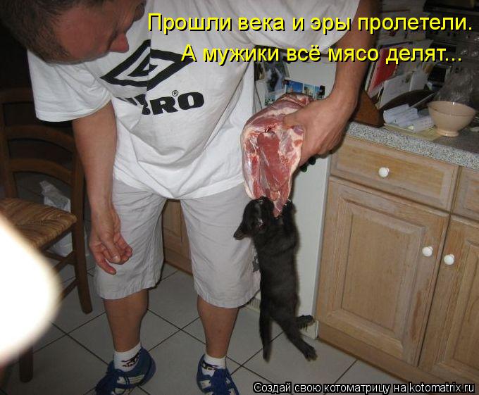Прошли века и эры пролетели. А мужики всё мясо делят...... Котоматрица: Прошли века и эры пролетели. А мужики всё мясо делят...
