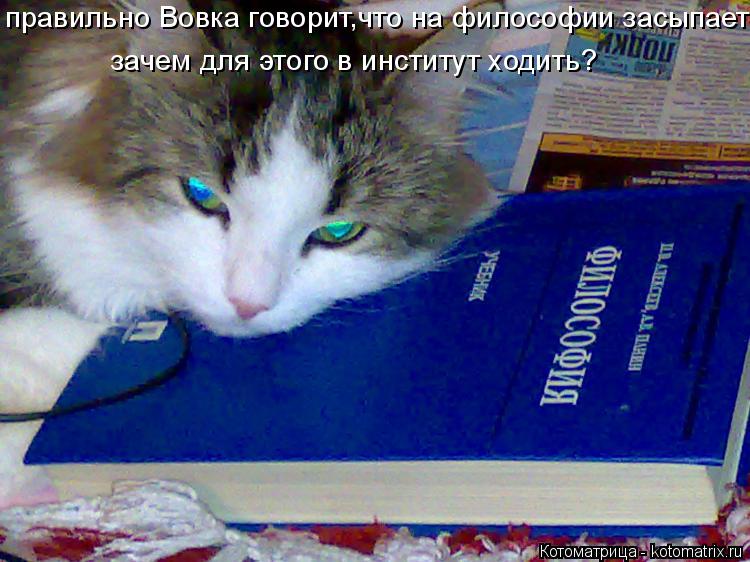 правильно Вовка говорит,что на философии засыпает зачем для этого в институт ходить?... Котоматрица: правильно Вовка говорит,что на философии засыпает зачем для этого в институт ходить?