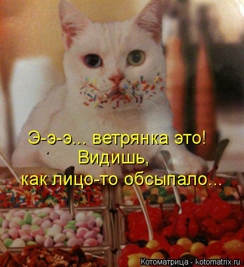 Э-э-э... ветрянка это! Видишь, как лицо-то обсыпало...... Котоматрица: Э-э-э... ветрянка это! Видишь, как лицо-то обсыпало...