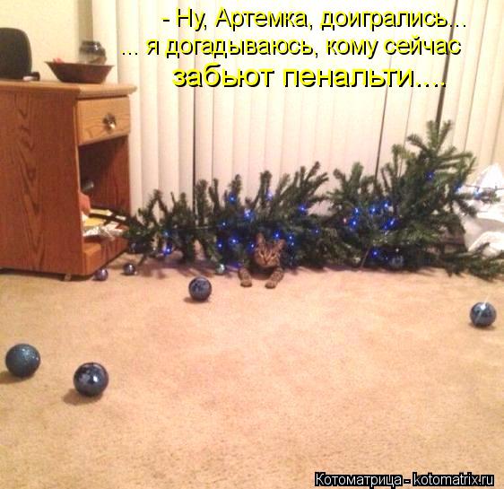 - Ну, Артемка, доигрались... ... я догадываюсь, кому сейчас забьют пенальти....... Котоматрица: - Ну, Артемка, доигрались... ... я догадываюсь, кому сейчас забьют пенальти....