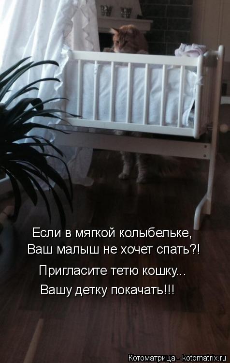 Котоматрица: Пригласите тетю кошку... Вашу детку покачать!!! Если в мягкой колыбельке, Ваш малыш не хочет спать?!