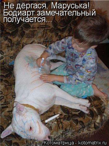 Котоматрица: Бодиарт замечательный получается... Не дёргася, Маруська!
