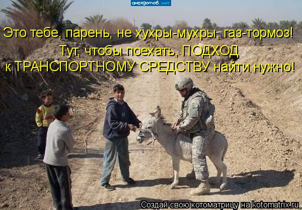 Тут, чтобы поехать, ПОДХОД к ТРАНСПОРТНОМУ СРЕДСТВУ найти нужно! Это тебе, парень, не хухры-мухры, га... Котоматрица: Тут, чтобы поехать, ПОДХОД к ТРАНСПОРТНОМУ СРЕДСТВУ найти нужно! Это тебе, парень, не хухры-мухры, газ-тормоз!
