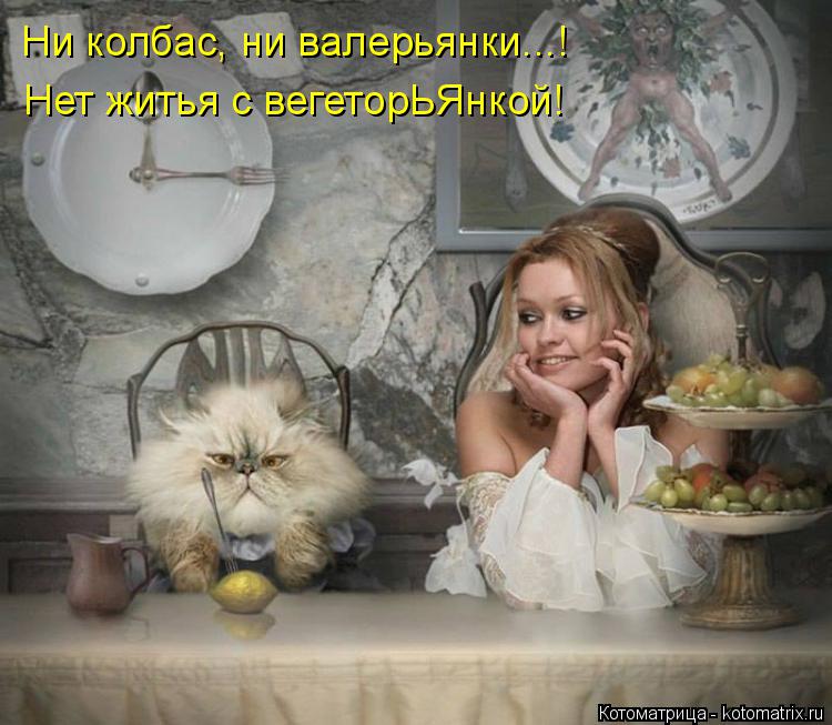 Котоматрица: Ни колбас, ни валерьянки...!  Нет житья с вегеторЬЯнкой!