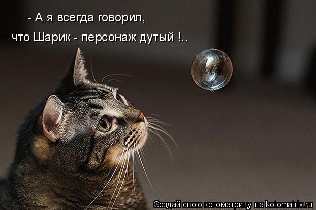- А я всегда говорил, что Шарик - персонаж дутый !..... Котоматрица: - А я всегда говорил, что Шарик - персонаж дутый !..