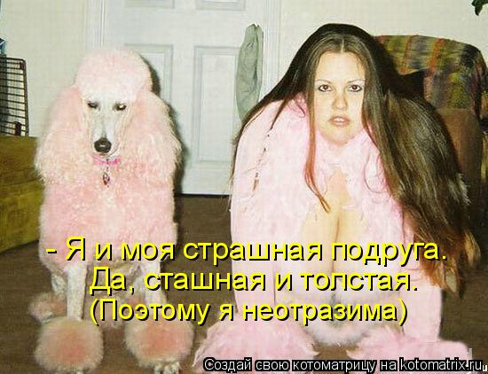 - Я и моя страшная подруга. Да, сташная и толстая. (Поэтому я неотразима)... Котоматрица: - Я и моя страшная подруга. Да, сташная и толстая. (Поэтому я неотразима)
