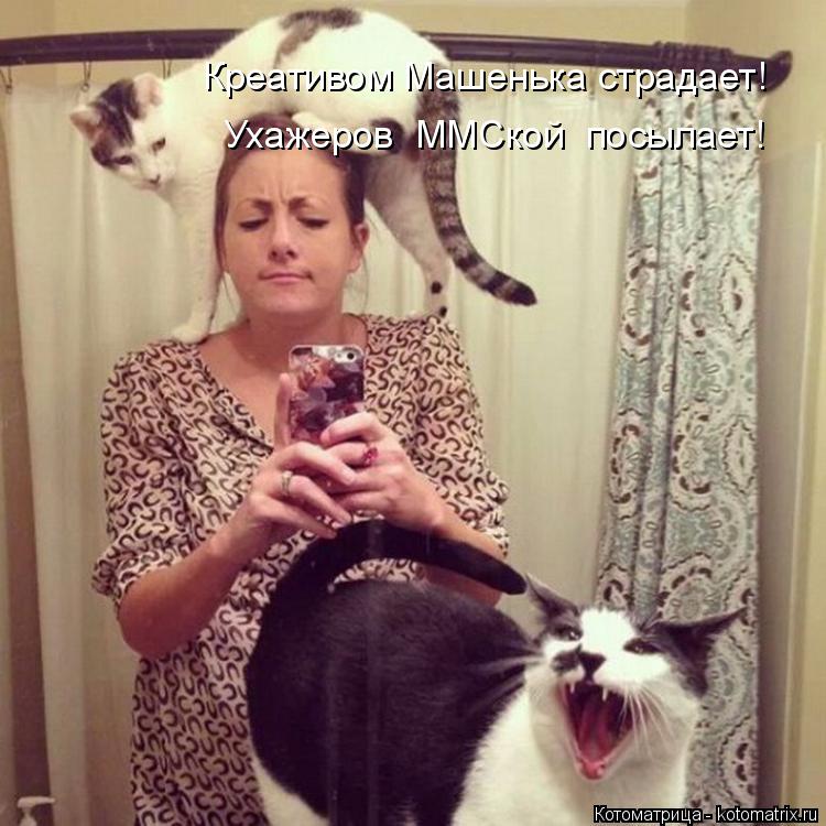Котоматрица: Креативом Машенька страдает! Ухажеров  ММСкой  посылает!