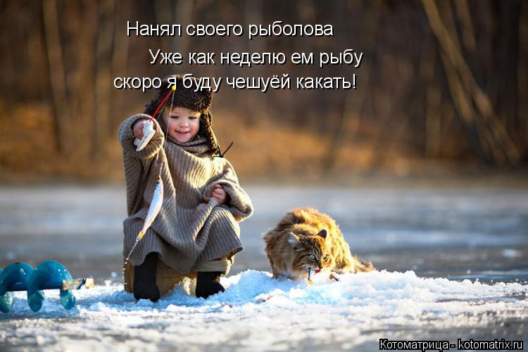 Котоматрица: Нанял своего рыболова Уже как неделю ем рыбу скоро я буду чешуёй какать!