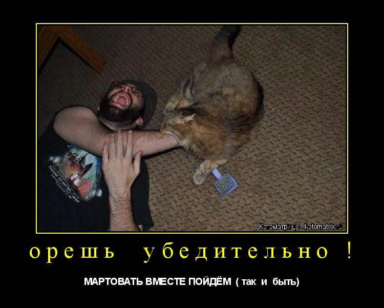 Котоматрица: орешь  убедительно ! МАРТОВАТЬ ВМЕСТЕ ПОЙДЁМ  ( так  и  быть)