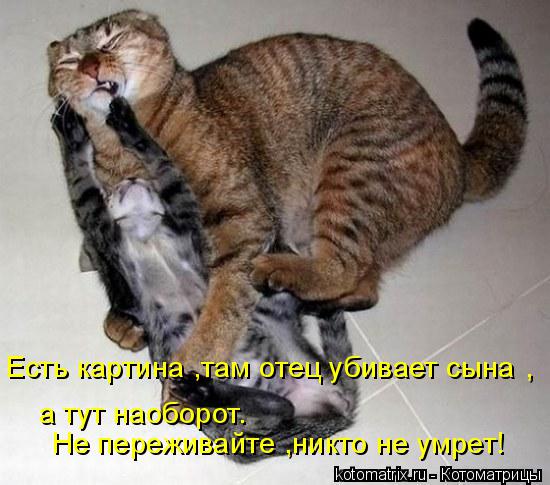Есть картина ,там отец убивает сына , а тут наоборот. Не переживайте ,никто не умрет!... Котоматрица: Есть картина ,там отец убивает сына , а тут наоборот. Не переживайте ,никто не умрет!