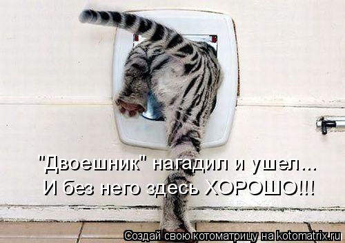 "Двоешник" нагадил и ушел... И без него здесь ХОРОШО!!!... Котоматрица: "Двоешник" нагадил и ушел... И без него здесь ХОРОШО!!!