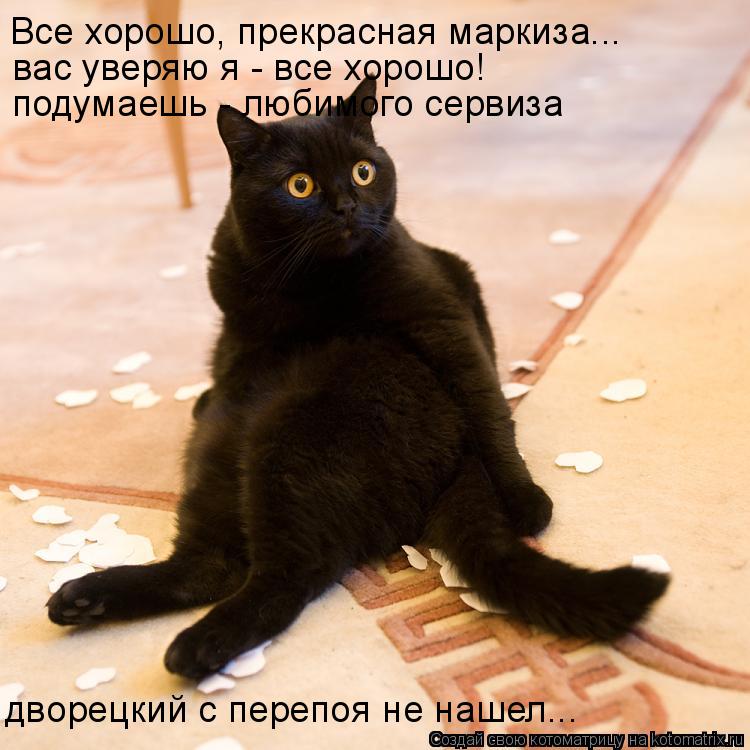 Котоматрица: Все хорошо, прекрасная маркиза... вас уверяю я - все хорошо! подумаешь - любимого сервиза дворецкий с перепоя не нашел...